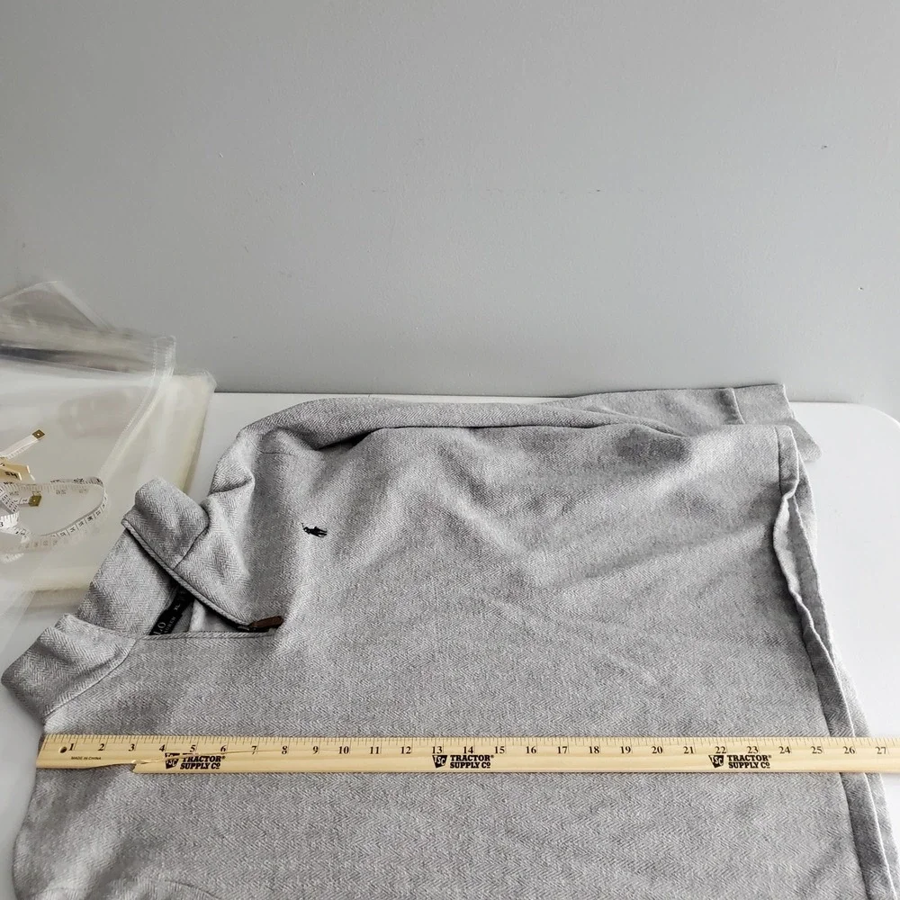 Polo Ralph Lauren Men XL Grey Herringbone Quarter Zip Pullover Sweater Pony Logo